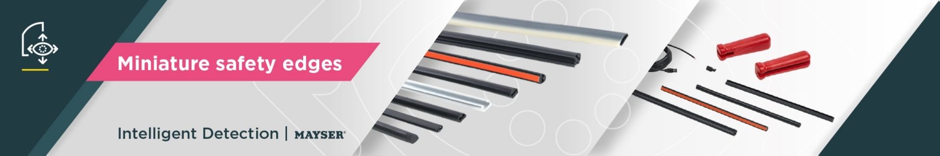 Miniature safety edges for pinch point protection in compact industrial applications
